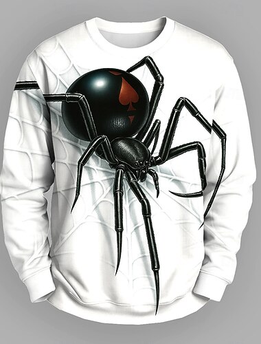  בגדי ריקוד גברים SPIDER 3D טרנינג יום יומי צווארון עגול קצר חופשה מפלגה מתנה שחור לבן צווארון צווארון 3D כל העונות מְעַצֵב