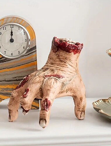  Decorazione mobile per Halloween a forma di mano di zombie - con mani realistiche e afferranti, terrificanti colori verde e rosso - case infestate alimentate a batteria, feste horror, decorazioni per