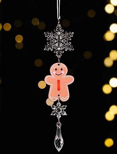  1 stk. juleoppheng i akryl, gjennomsiktig hengende, kreativ pepperkakemann-bokstav DIY-anheng, juletrepynt