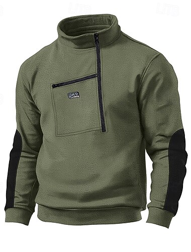  Pánské Mikina Polární flís Čtvrtletní mikina na zip Taktická mikina s kapucí Černá Námořnická modř Trávová zelená Khaki Šedá Stojáček Bez vzoru Kapsy Sporty a outdoor Streetwear Pracovní Základní Na