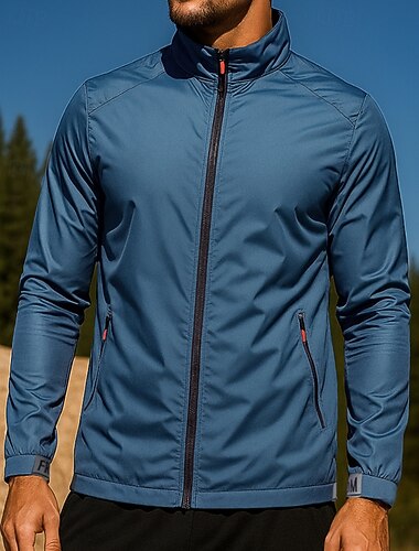  Męskie Kurtka Outdoorowa Kieszeń Długi rękaw Top Athleisure Jesień Solidne kolory Ochrona przed słońcem Lekki Trening Na zewnątrz Szkolenie Odzież sportowa Odzież sportowa Biały Niebieski Szary