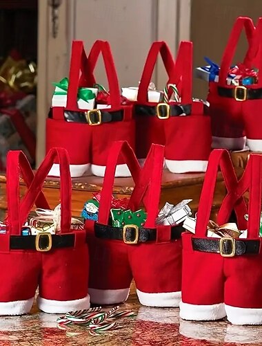  4/6 små julegodteriposer – i julenissestil, perfekt til jule- og nyttårsgaver, festgaver og til hjemmet &kjøkkendekorasjoner