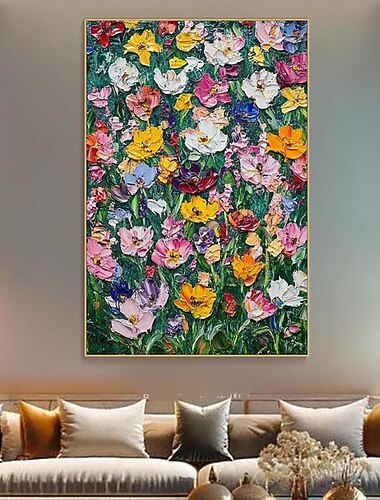  手作りの油絵キャンバス壁アート装飾抽象的な色の花夏の花満開ホームリビングルームの装飾用フレームなし