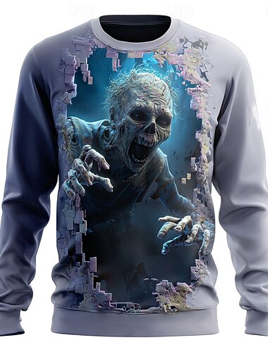  Halloween Per uomo Zombi Felpa Punk Festa Girocollo Vacanza Rosso Blu Girocollo 3D Tutte le stagioni progettista