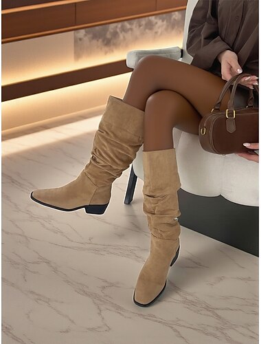  Damknähöga slanka stövlar - avslappnade och eleganta platta klackskor för urban streetwear och vardagskläder