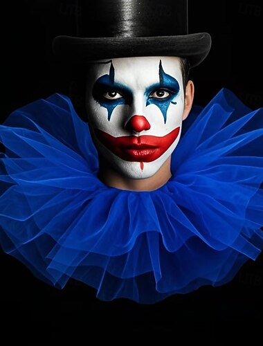  روكوكو فيكتوريا عصر النهضة طوق من التول سيرك مهرج ملابس تنكرية للجنسين عيد الرعب مهرجان أداء LARP رن فير بالغين طوق كل الفصول