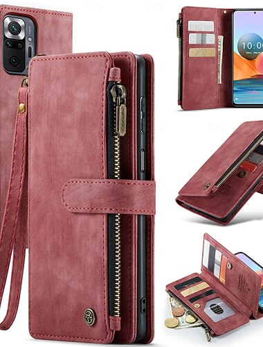 Θήκη τηλεφώνου για τη σειρά redmi με φερμουάρ και κορδόνι στήριξης από tpu pu δέρμα