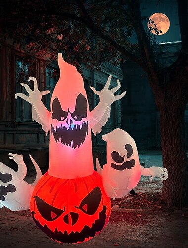  1 τεμάχιο Halloween 1,8 μ./5,91 ίντσες κολοκύθα φάντασμα 3 κεφαλιών με λάμπα φουσκωτό μοντέλο αέρα εσωτερικής και εξωτερικής αυλής κήπου γκαζόν πάρτι φεστιβάλ ατμόσφαιρα διακοσμητική λάμπα us/eu/uk/au