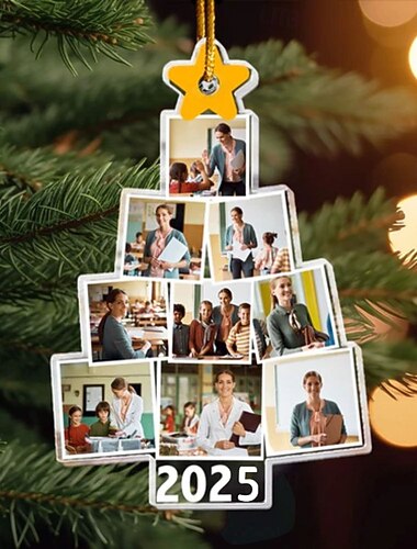  Persoonlijke Kerstboom Leraar Foto Ornamenten Acryl 2D Aangepaste Fotolijst Decor Kerstboom Kerstdecoratie Hangende Hanger Geschenken voor Familie en Vrienden