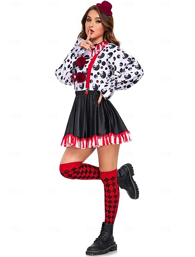  Joker Clown Halloween Kostüm Es Verkleiden Kinder Erwachsene Damen Halloween Maskerade Leistung Party Einfache Halloween-Kostüme Verkleiden
