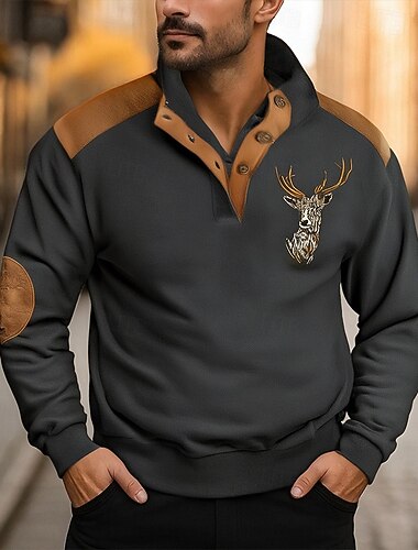  Per uomo Maglia Blu marino Marrone Cachi Grigio scuro Girocollo Blocco di colori Ogni Patchwork Stampato Sport & Outdoor Quotidiano Ferie Poliestere Streetwear Essenziale Casual Primavera Autunno