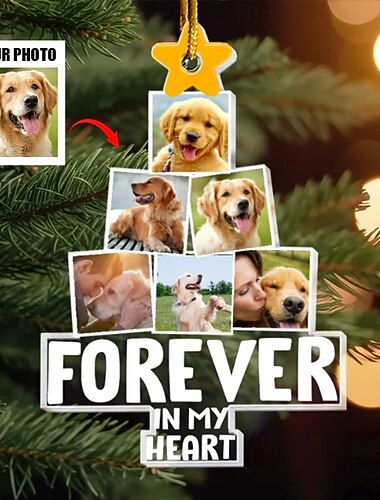  Gepersonaliseerde kerstboom herdenkingsfoto ornamenten aangepaste foto acryl 2D voor altijd in mijn hart decoratie kerstboom kerstdecoratie hangende hanger cadeaus voor familie en vrienden