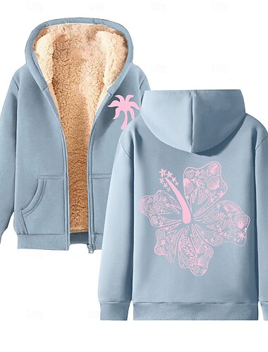 Per uomo Felpa con cappuccio a zip intera Felpa con cappuccio e zip Giacca in Pile Felpa con cappuccio in pile Nero Vino Rosso Verde Cachi Con Cappuccio Floreale Grafico Semplice Cerniera Tasca