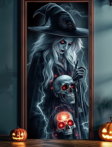  Halloween Дверная крышка Наружные баннеры Ведьма Галлюциногены Темный панк-готика Вечеринка На открытом воздухе Фоны для съемки Входная дверь Стена крыльца Украшения Стена Дверь Фон