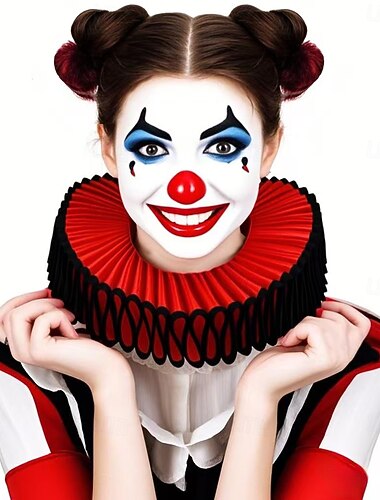  Rococó Victoriano Renacimiento Cuello con volantes isabelino Circo bufón Payaso Disfraz Unisexo Víspera de Todos los Santos Carnaval Rendimiento LARP Feria Ren Adultos Cuello Todas las Temporadas