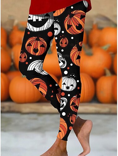  γυναικείο κολάν για πάρτι Halloween vintage βασικό casual ολόσωμο ψηλόμεσο γραφικό κολοκύθα 3d εκτύπωση γρήγορο στέγνωμα αναπνέει μαλακό ελαστικό δρόμος καθημερινό φεστιβάλ μαύρο άσπρο πορτοκαλί