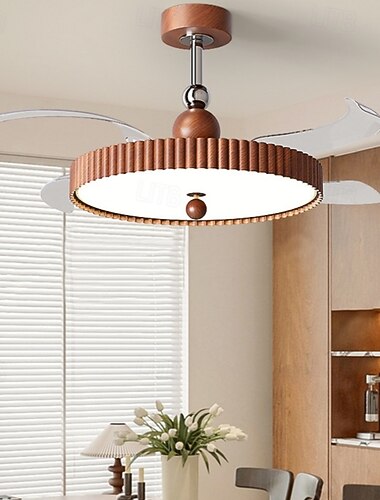  Wentylator sufitowy z oświetleniem 106 cm, ściemnialny, diody LED, 3 kolory, 6 prędkości, odwracalne łopatki, z pilotem, wentylator domowy, żyrandol, wentylator sufitowy do użytku wewnętrznego, niski