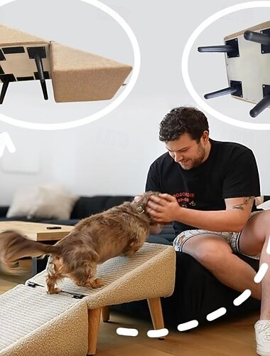  Kjæledyr hundetrappe sammenleggbar stol plassbesparende 2-i-1 komfortabel klatretrinn for kjæledyr høy seng hundelampe kattunge valp smådyr