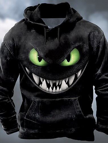  Halloween Per uomo Drago 3D Felpa con Cappuccio Felpa Punk Esagerato Manica Lunga Girocollo Club Abbigliamento casual alla moda Blu Viola Coulisse Autunno Inverno progettista