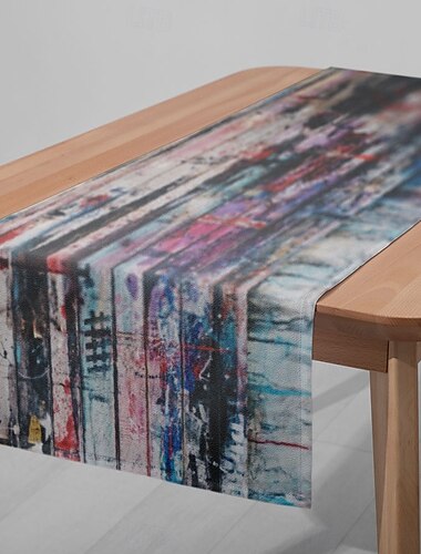  1 Pc Corredor de Mesa Rectangular Estilo Graffiti - Bandera de Mesa Decorativa para Suministros de Decoración de Mesa de Restaurante Banquete Hogar y Eventos