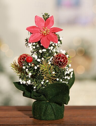  Μίνι χριστουγεννιάτικο δέντρο 20εκ., μικρό επιτραπέζιο χριστουγεννιάτικο δέντρο με στολίδια για γραφείο, σπίτι, γραφείο, διακόσμηση για πάρτι διακοπών