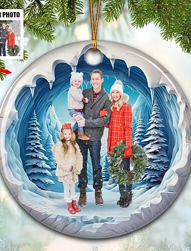  Enfeites de natal personalizados com foto de família, acrílico 2D, ideia de presente de natal personalizada para família/casal, enfeites de árvore de natal, decoração, pingente pendurado