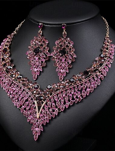  Juego de Joyas 2 Morado Legierung 1 Collar Pendientes Mujer Elegante Vintage Moda Estilo retro Clásico Conjunto de joyas Para Boda Fiesta Invitado a la boda