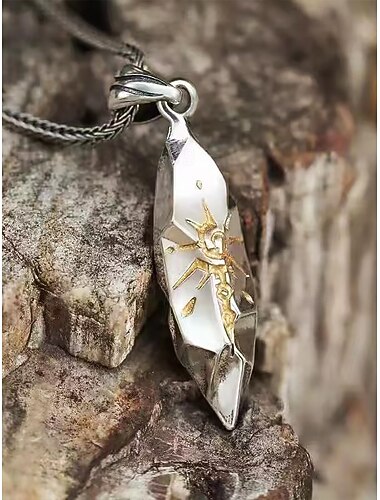  Herre vintage sol totem vedhæng halskæde – oxideret metalkæde med tribal gravering, gotiske smykker til daglig brug og festivaler