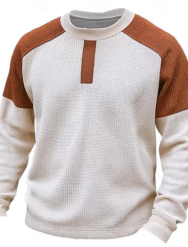  Per uomo Maglia Felpa a nido d'ape Felpa con cappuccio Maglione Nero Blu marino Beige Grigio Girocollo Semplice Patchwork Blocco di colore Sport & Outdoor Casuale Quotidiano Streetwear Cool