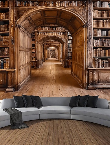  tapisserie Couverture Tentures Murales étagère à livres ancien 3D Chambre Salon Dortoir Arrière-plans de prise de vue Décorations murales, porte, arrière-plan