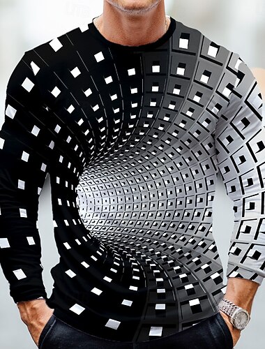  Pánské 3D tisk 3D Tričko Dlouhý rukáv tričko 3D tisk Tričkový Košile Módní Přehnaný ulice Denní Černá Vodní modrá Trávová zelená Léto Jaro Podzim Oblečení S M L XL XXL XXXL