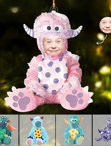  Addobbi natalizi con foto personalizzate, simpatici mostri per bambini, addobbi per l'albero in acrilico, decorazioni natalizie, ciondoli pendenti, regali