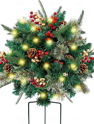  forhåndsbelyst kunstig juletreurnefyller 8 moduser &Batteridrevne juletrepinner med timer, egnet for innkjørsler, terrasser, hager, bursdagsfester, julepynt