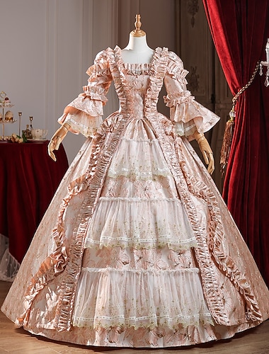  ancien Rococo Renaissance Maxi Robe Normal Juliette Princesse Mariée Plissé Volanté Princesse Col rond Déguisement Femmes Halloween Carnaval Mascarade Performance Soirée Halloween Adultes Toutes