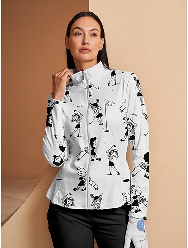  Per donna Giacca da golf Bianco Manica Lunga Top Abbigliamento da golf da donna Abbigliamento Abiti Abbigliamento