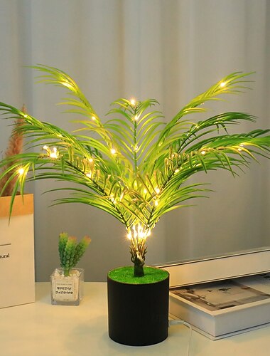  LED dekorativní stolní lampa, novinka, umělé rostliny, bonsaje, záře, roztomilé noční světlo do ložnice, kanceláře, obývacího pokoje, třpytivé noční lampičky s USB napájením pro přátele