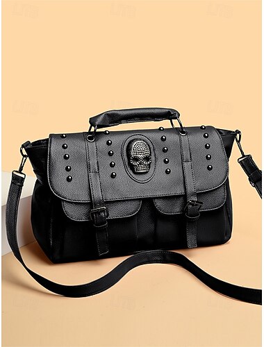  Gothic schedel met studs van imitatieleer voor dames - Halloween punk rock schoudertas voor feestjes, avondjes uit en dagelijkse mode