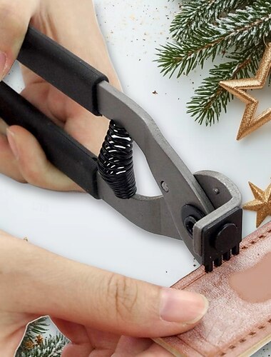  Outil de poinçonnage silencieux pour cuir avec 2/4 dents - Pince silencieuse en acier au carbone en forme de losange pour ceintures, portefeuilles, selles et tissus - Coupe de précision pour