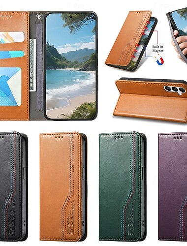  puhelin Etui Käyttötarkoitus Samsung Galaxy S25 S25-reuna S24 Ultra Plus S24 FE A16 A55 5G A35 5G A25 A15 Lompakkokorttikotelo Läppäkotelo Korttipaikka Iskunkestävä Retro TPU PU-nahka