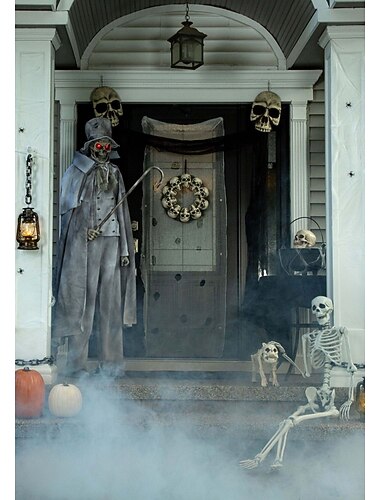  Fun Costumes Animated Ghostly Gentleman Jack Outdoor Decoration, Grey Spooky Sound Red Light-Up Eyes Decor - Standard, Gray