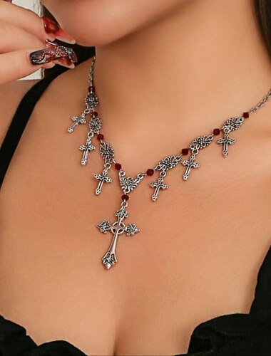  Punk a gotika Náhrdelník Choker Křížový přívěsek Čerodějnice Upír Maškarní kostým Dámské předvečer Všech svatých Karneval Výkon Párty Ležérní Dospělé 1 x náhrdelník Celý rok