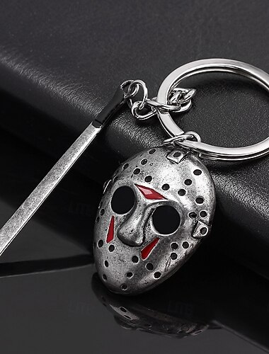  سلسلة مفاتيح أنيقة من سبائك الزنك على شكل قناع رعب قوي &إكسسوار عصري للرجال، هدية مثالية لهواة الجمع