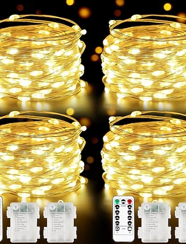 10m Guirlandes Lumineuses 100 LED Blanc Chaud Blanc Rouge Lumières de fil de cuivre Halloween Fête Étanche Alimenté par piles