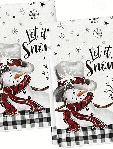  2 stk. julekjøkkenhåndklær med bøffelrutemotiv – sesongens julekjøkkenhåndklær, håndklær, kjøkkenhåndklær til vinterferien og hjemmedekor