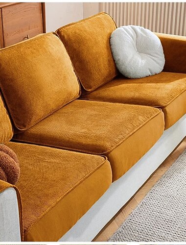  corduroy bankhoes volledige dekking - rekbare universele hoes voor 3/4-zitsbanken, all-season kussenbeschermer met antislip onderkant