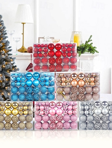  100 kpl joulukuusenpalloja, palloja, joulukoristeita, kiiltäviä onttoja pyöreitä palloja, lahjapakkaussetti juhla-asetteluun, joulukuusen roikkuvat koriste-tarvikkeet