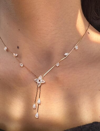  Collana con pendente Zircone Strass Per donna Nappa Lolita Dolce Floreale Forma di Fiore Matrimonio A Forma di Y Collana Per Matrimonio Feste Compleanno