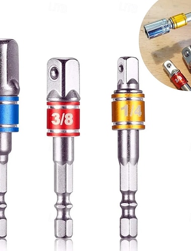  3 stk. slagnøgle topnøgle forlængeradapter forlænget konverter boremaskine unbrako til højhastighedsmøtrik han firkantet nøgle 1/4 3/8 1/2