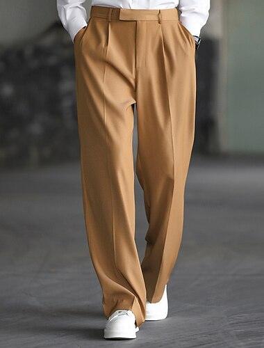  رجالي بدلة بنطلونات تشينوز بنطلون جيب مرونة الخصر سهل راحة رسمي مناسب للحفلات عمل موضة الطراز الكلاسيكي أسود كاكي مرن نسبياً