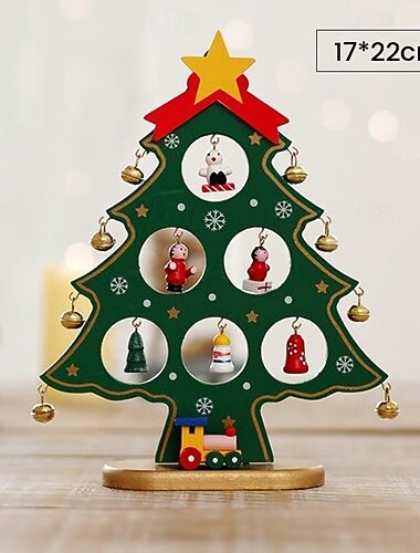  Gjør-det-selv mini-juletresett i tre for festlig høytidsdekorasjon inkluderer små juletrær i tre til bordplater, perfekte for hjemmedekorasjon, gavegiving og sesongfestlige utstillinger